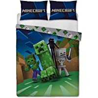 Minecraft Creeps edredón Doble con Licencia Oficial Reversible de Dos Caras con Funda de Almohada a Juego- algodón…